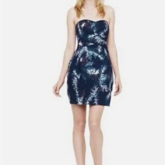 Club Monaco Dresses & Skirts - Club Monaco Nelly Strapless Mini Dress With Pockets Blue Pattern Sz 0